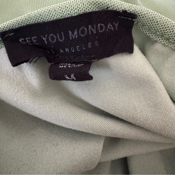 See You Monday green mesh ruched halter maxi bodycon dress M - Picture 9 of 10